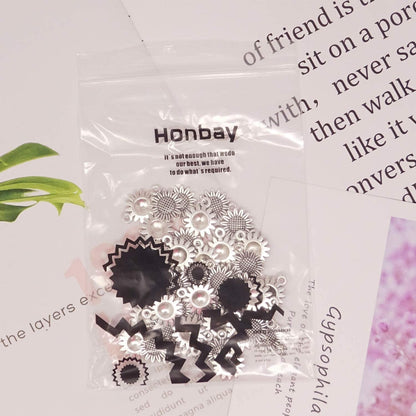 Honbay 50PCS Vintage Alloy Sunflower Charms Pendant for Jewelry Making or DIY Crafts (Silver)