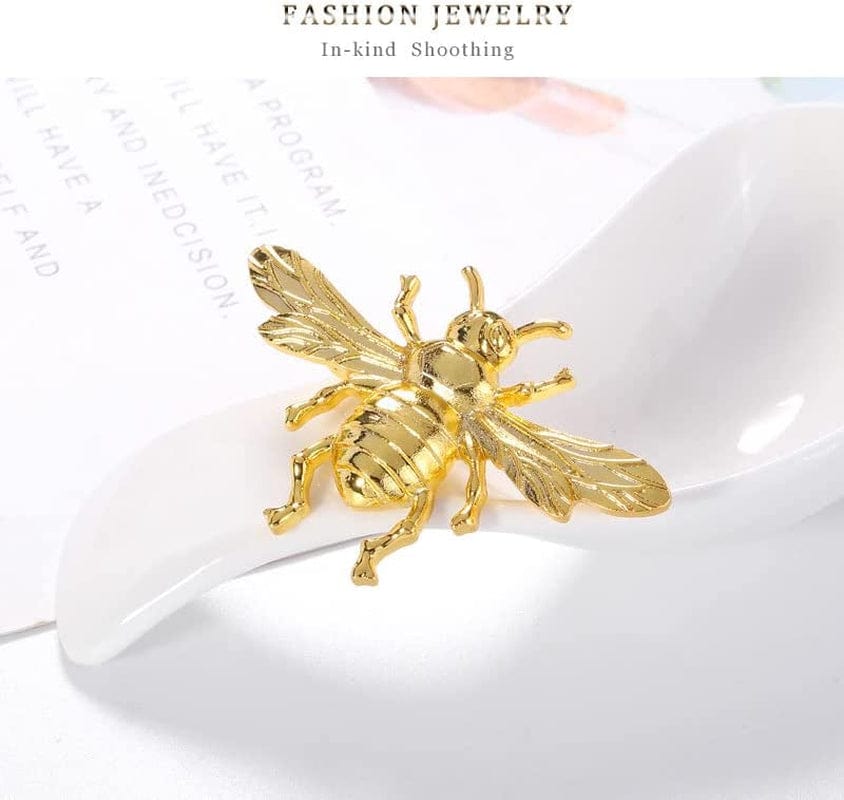 Honey Bee Brooch Lapel Pins for Women 24K Gold Bee Pins Fashion Gift for Birthday Dating Party Anniversary