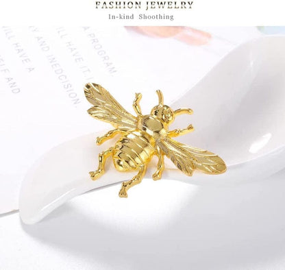Honey Bee Brooch Lapel Pins for Women 24K Gold Bee Pins Fashion Gift for Birthday Dating Party Anniversary