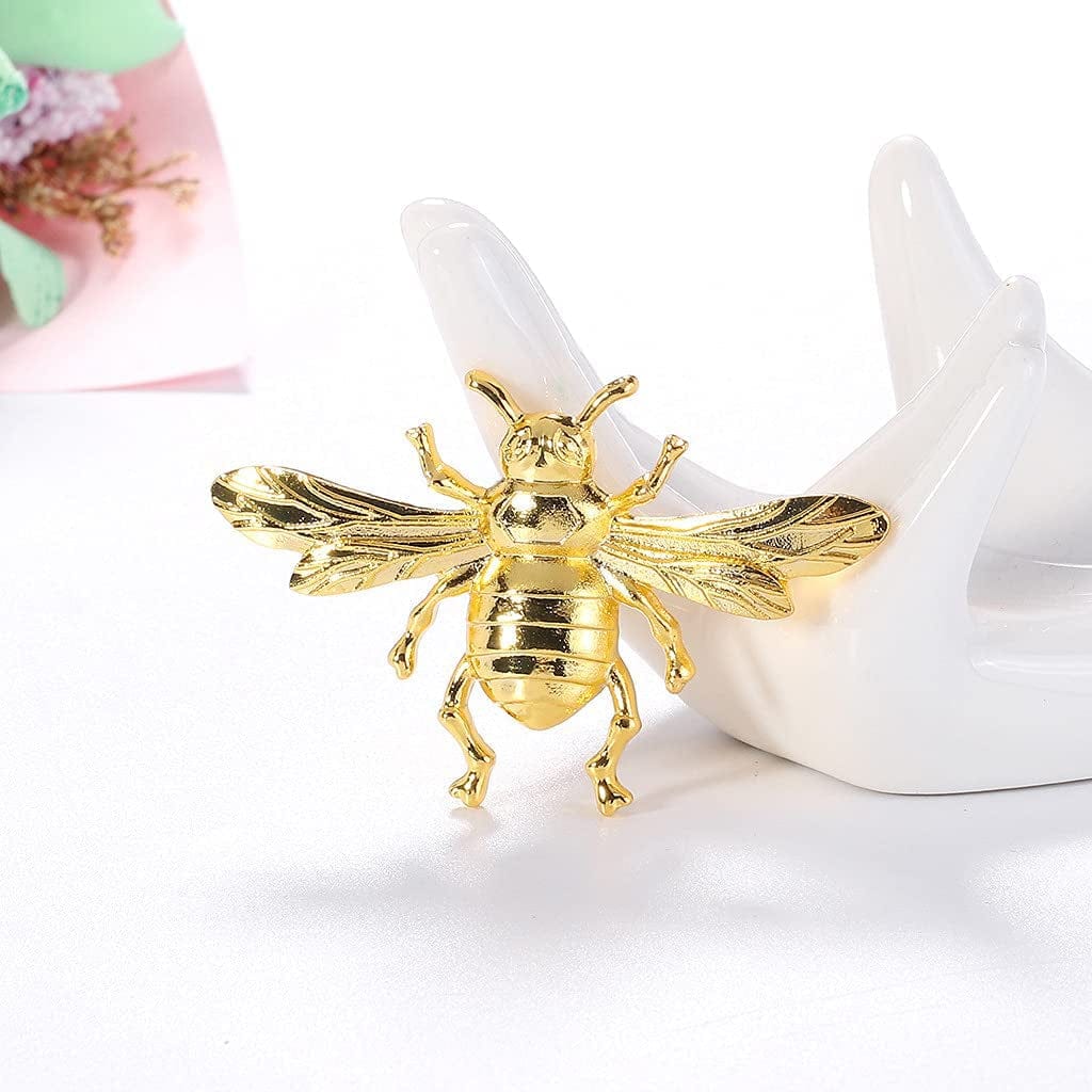 Honey Bee Brooch Lapel Pins for Women 24K Gold Bee Pins Fashion Gift for Birthday Dating Party Anniversary