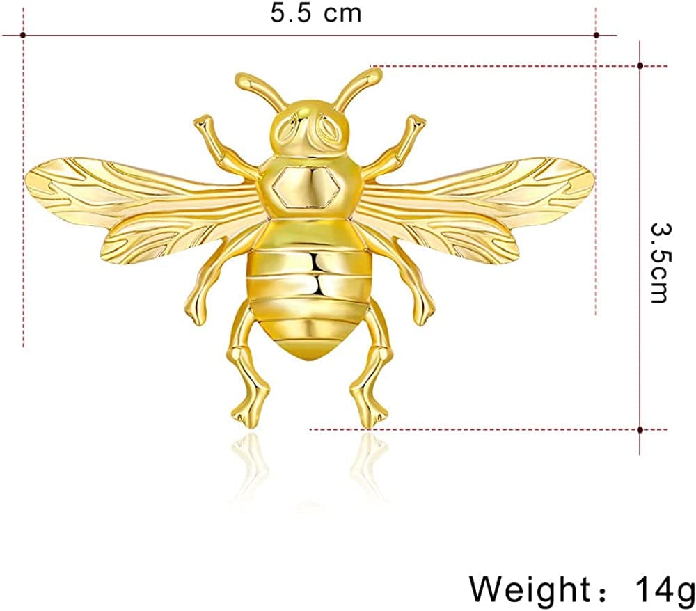 Honey Bee Brooch Lapel Pins for Women 24K Gold Bee Pins Fashion Gift for Birthday Dating Party Anniversary