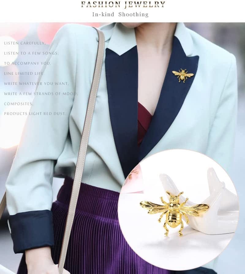 Honey Bee Brooch Lapel Pins for Women 24K Gold Bee Pins Fashion Gift for Birthday Dating Party Anniversary