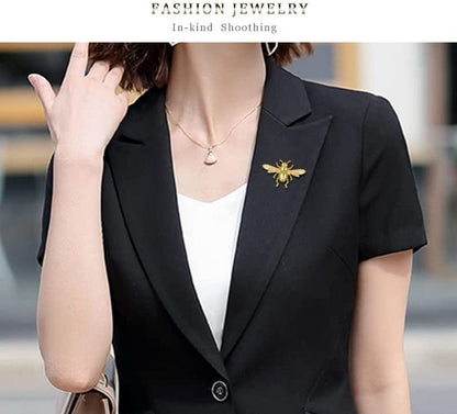 Honey Bee Brooch Lapel Pins for Women 24K Gold Bee Pins Fashion Gift for Birthday Dating Party Anniversary