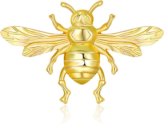Honey Bee Brooch Lapel Pins for Women 24K Gold Bee Pins Fashion Gift for Birthday Dating Party Anniversary