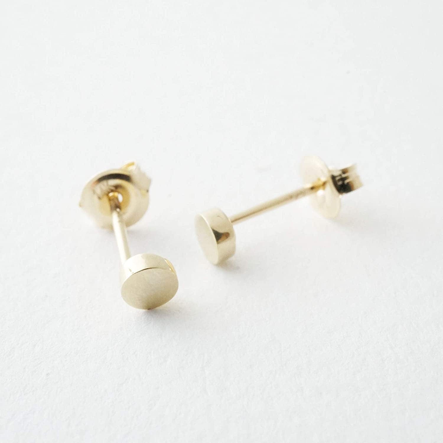 HONEYCAT Circle Stud Earrings in Solid 14K Gold or Rose Gold, 3.5Mm | Minimalist, Delicate Jewelry
