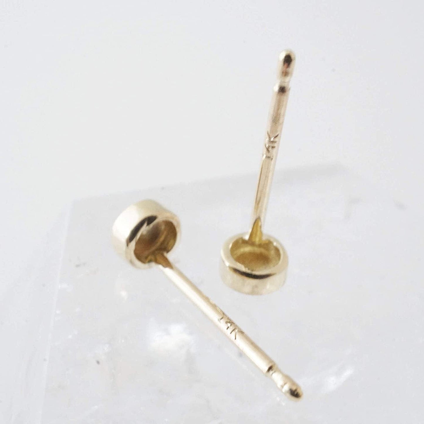 HONEYCAT Circle Stud Earrings in Solid 14K Gold or Rose Gold, 3.5Mm | Minimalist, Delicate Jewelry