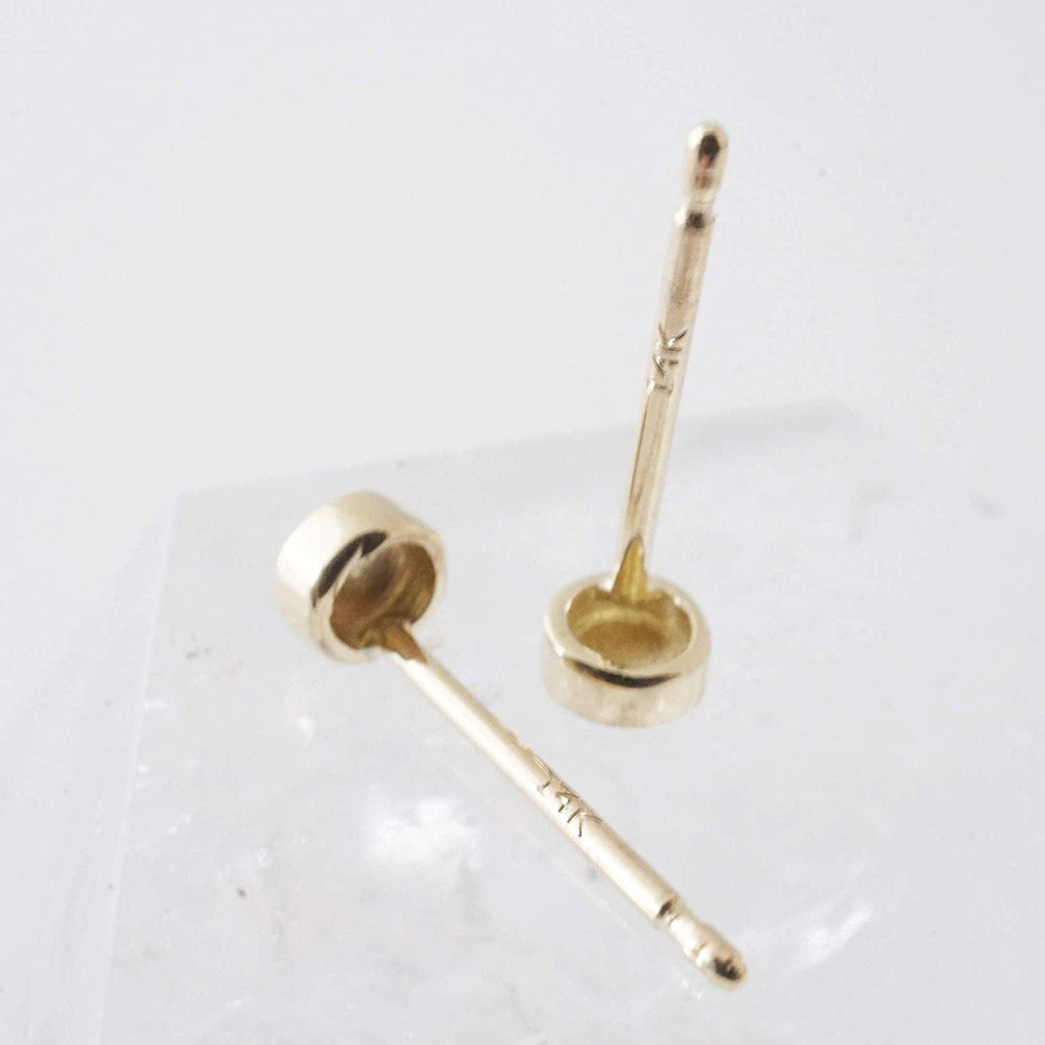 HONEYCAT Circle Stud Earrings in Solid 14K Gold or Rose Gold, 3.5Mm | Minimalist, Delicate Jewelry