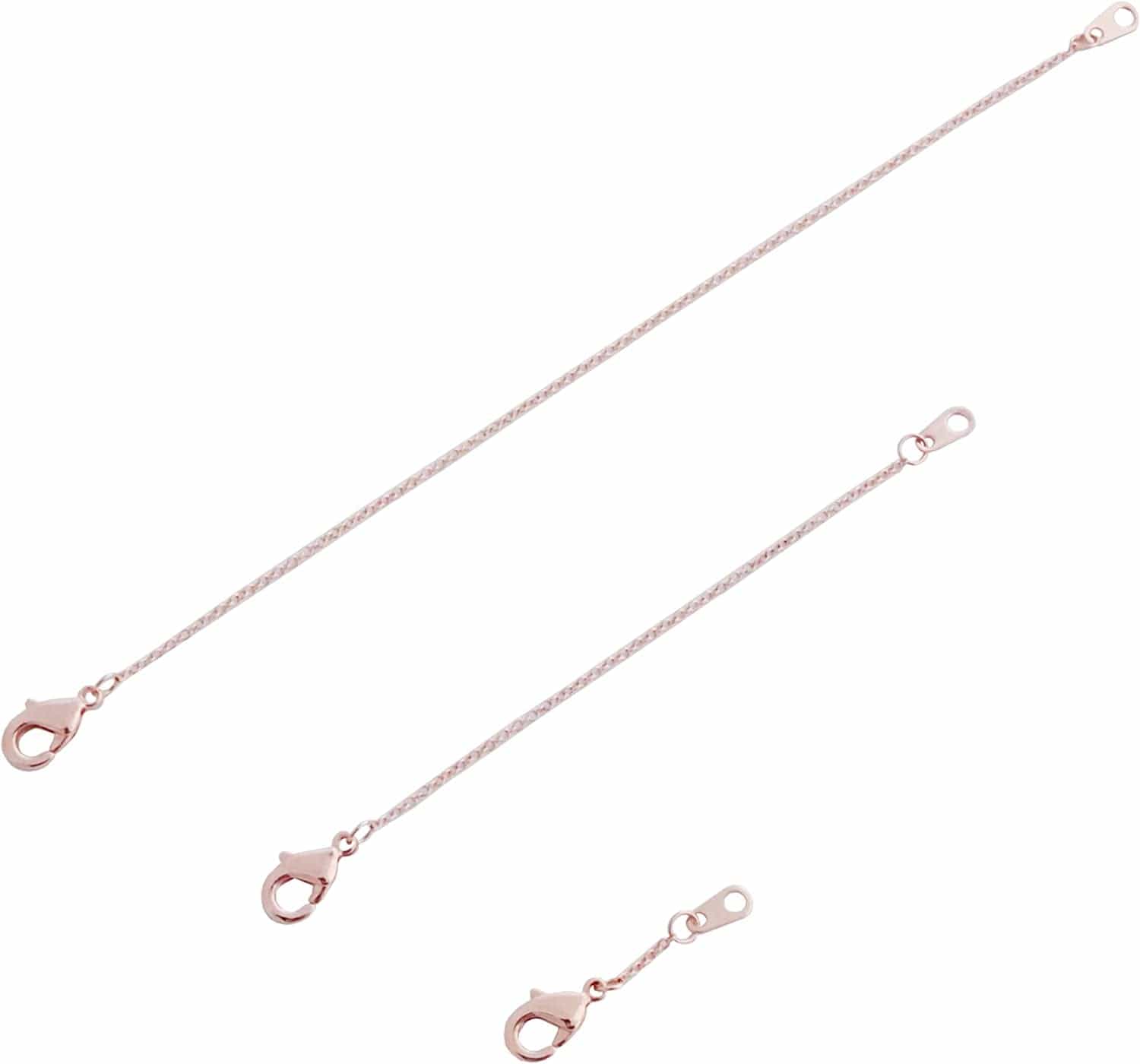 HONEYCAT Delicate Necklace Extender Set 2", 4", 6" or 1", 3", 5" in 18K Gold Plate, 18K Rose Gold Plate, or Silver | Minimalist, Delicate Jewelry Rose Gold - 1", 3", 5"