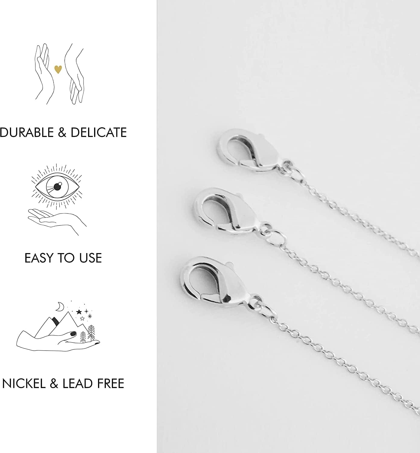 HONEYCAT Delicate Necklace Extender Set 2", 4", 6" or 1", 3", 5" in 18K Gold Plate, 18K Rose Gold Plate, or Silver | Minimalist, Delicate Jewelry