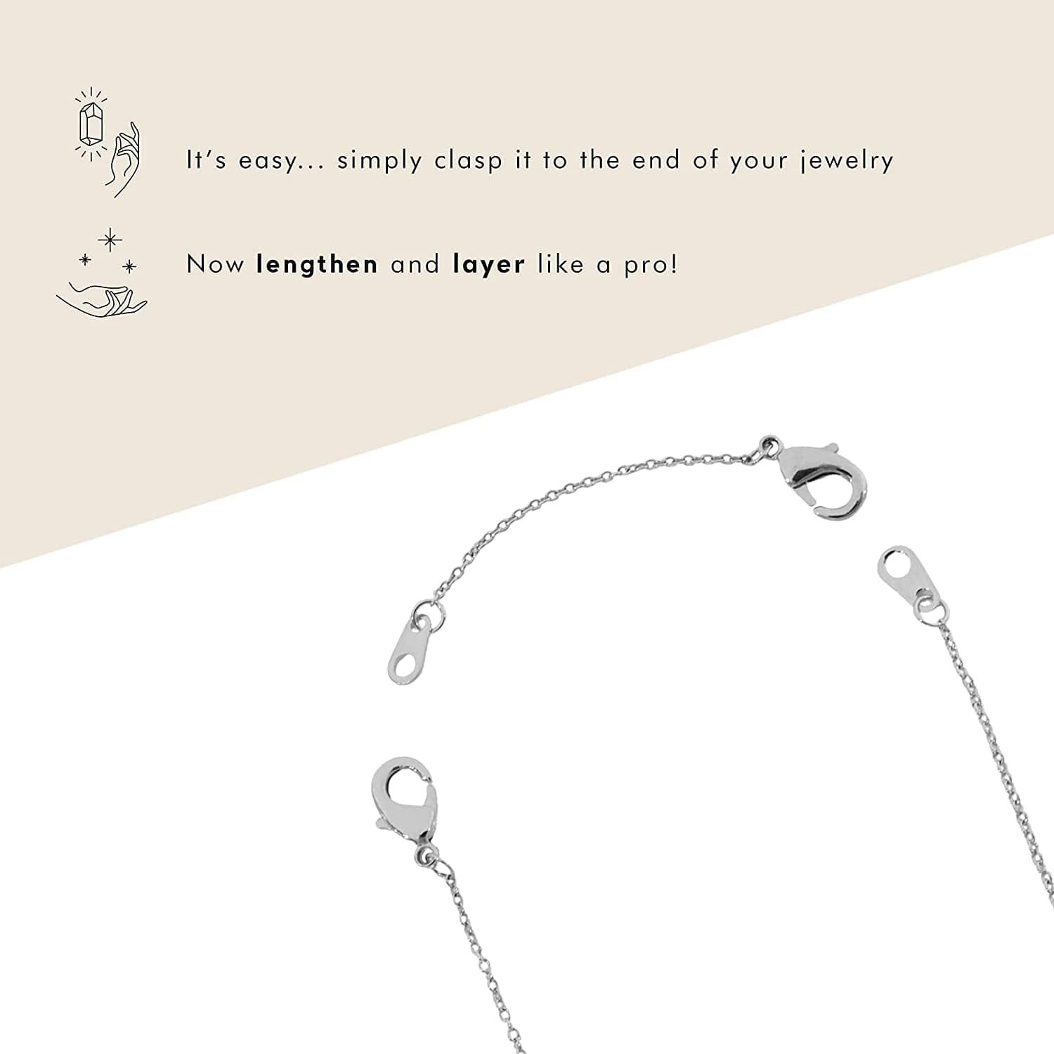 HONEYCAT Delicate Necklace Extender Set 2", 4", 6" or 1", 3", 5" in 18K Gold Plate, 18K Rose Gold Plate, or Silver | Minimalist, Delicate Jewelry