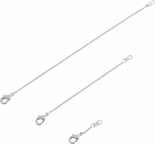 HONEYCAT Delicate Necklace Extender Set 2", 4", 6" or 1", 3", 5" in 18K Gold Plate, 18K Rose Gold Plate, or Silver | Minimalist, Delicate Jewelry Silver - 1", 3", 5"