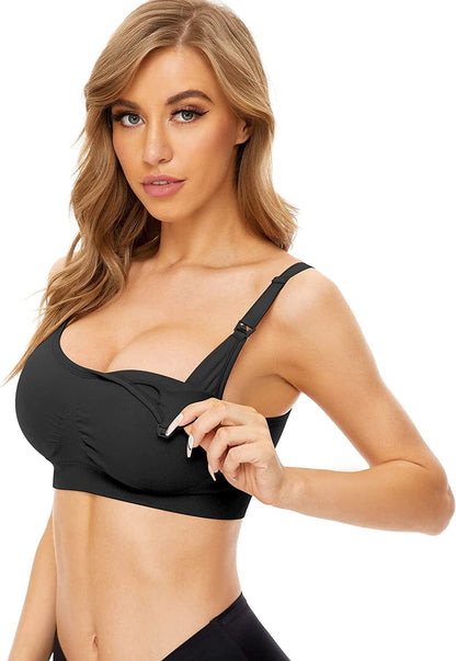 Honyoyo 5Pack Nursing Breastfeeding Bra Wireless Full Bust Maternity Bralette Bras with Extenders