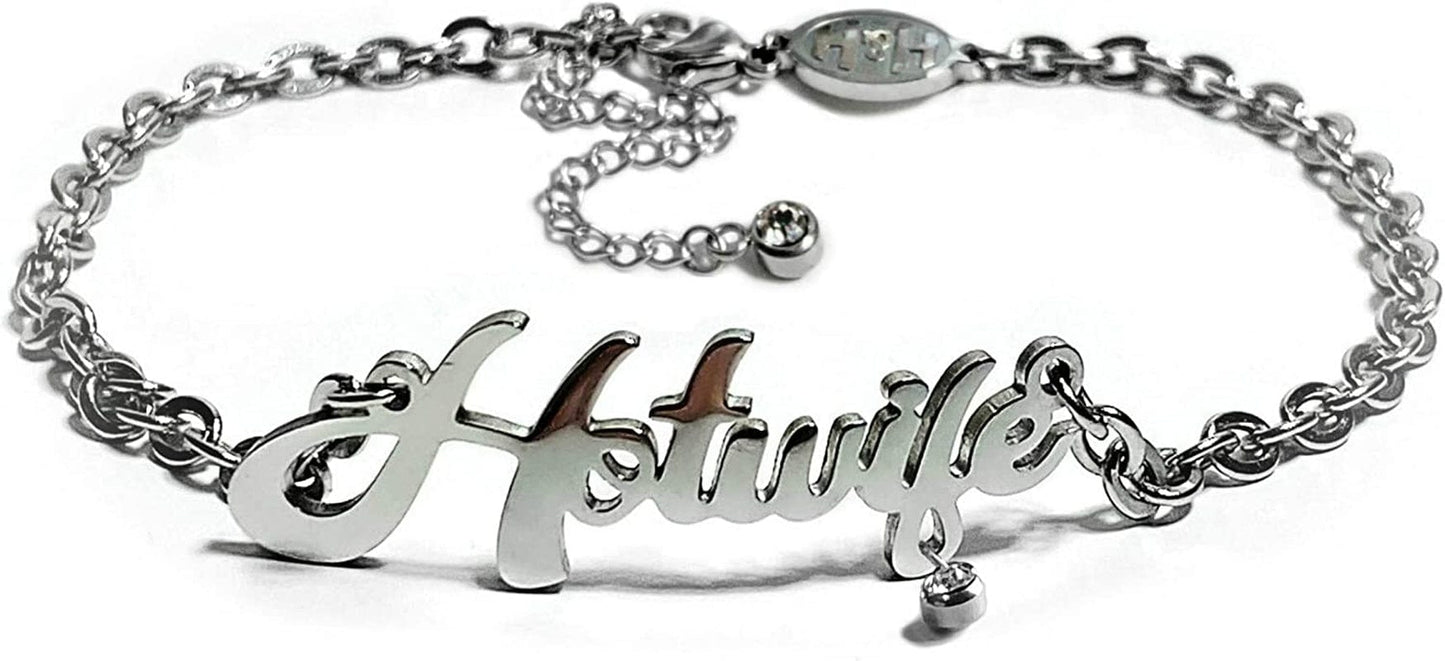 💕 HOTWIFE 💕 Stainless Steel Anklet, Necklace & Bracelet Jewelry - Hot Wife, Queen of Spades, Vixen, Threesome, Naughty, QOS, MFM, Swinger Apparel & Accessories > Jewelry > Anklets His and Hers Intimates HOTWIFE Anklet  