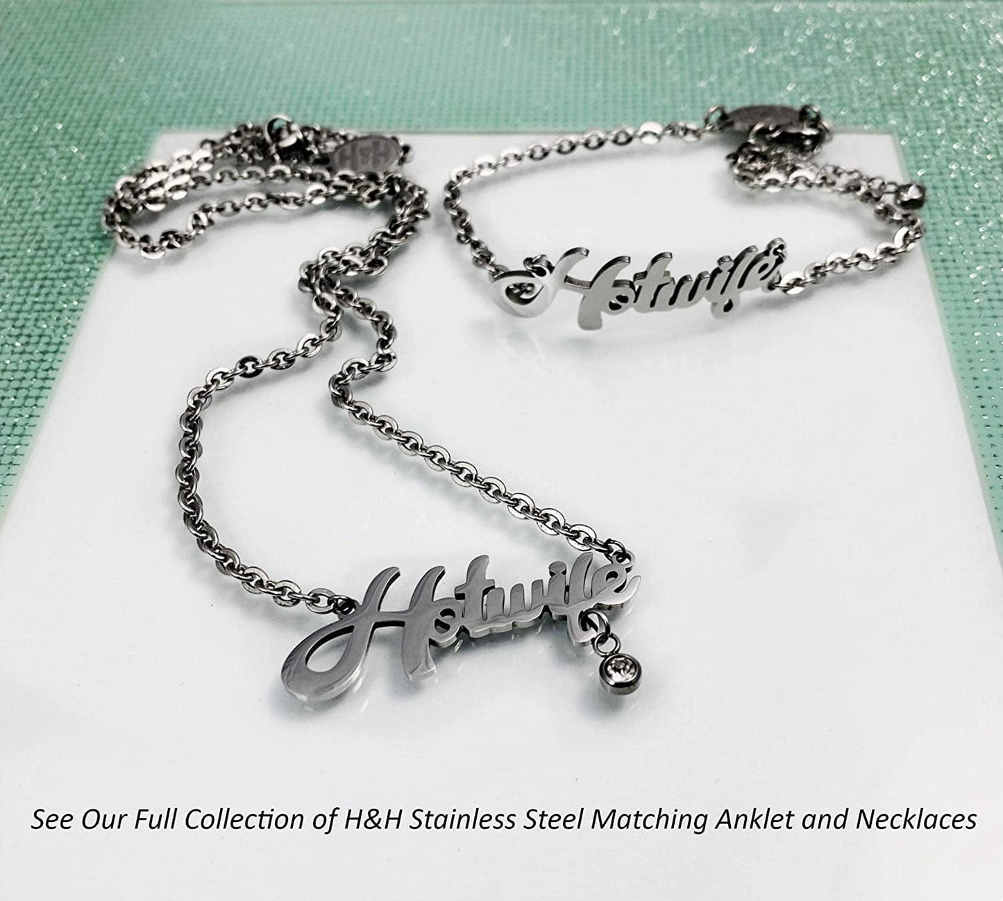 💕 HOTWIFE 💕 Stainless Steel Anklet, Necklace & Bracelet Jewelry - Hot Wife, Queen of Spades, Vixen, Threesome, Naughty, QOS, MFM, Swinger Apparel & Accessories > Jewelry > Anklets His and Hers Intimates   
