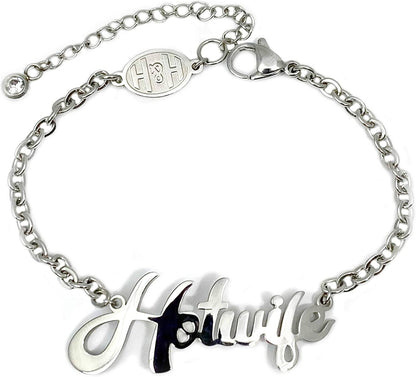 💕 HOTWIFE 💕 Stainless Steel Anklet, Necklace & Bracelet Jewelry - Hot Wife, Queen of Spades, Vixen, Threesome, Naughty, QOS, MFM, Swinger Apparel & Accessories > Jewelry > Anklets His and Hers Intimates HOTWIFE Bracelet 2  