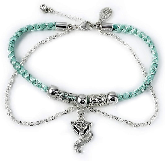 💕 HOTWIFE 💕 Vixen Anklet Jewelry - Queen, Hot Wife, Bracelet, Necklace, Queen of Spades, BBC, QOS, MFM, Threesome, Swinger Apparel & Accessories > Jewelry > Anklets His and Hers Intimates Aqua Braided Satin Vixen Anklet  