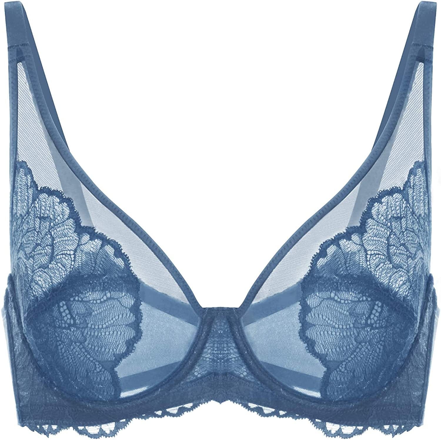 HSIA Minimizer Bra for Women Full Coverage Lace plus Size Compression Bra Unlined Bras with Underwire Dark Blue / 36DDD