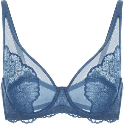 HSIA Minimizer Bra for Women Full Coverage Lace plus Size Compression Bra Unlined Bras with Underwire Dark Blue / 36DDD