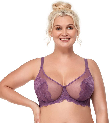 HSIA Minimizer Bra for Women Full Coverage Lace plus Size Compression Bra Unlined Bras with Underwire Modena / 40C