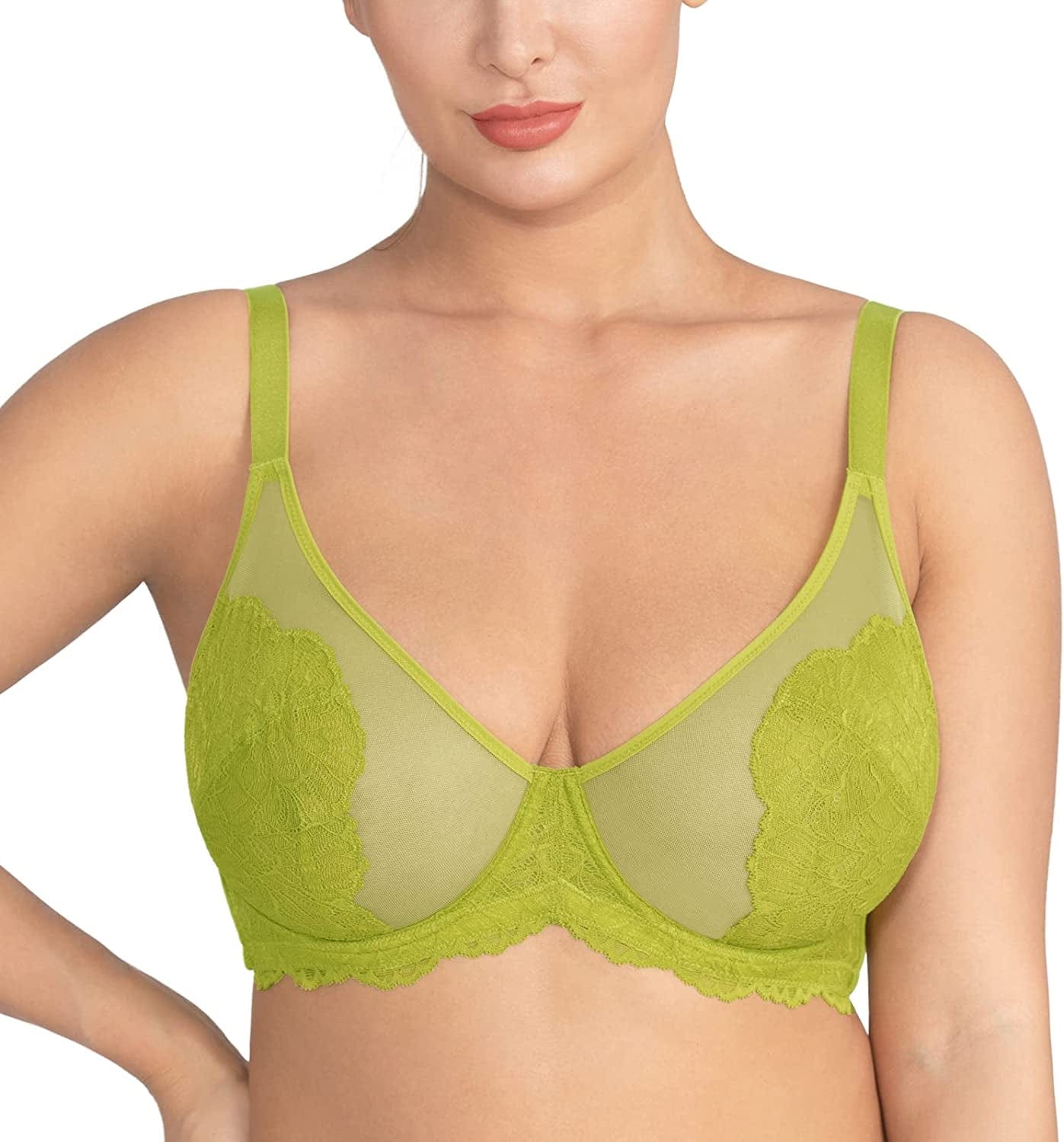 HSIA Minimizer Bra for Women Full Coverage Lace plus Size Compression Bra Unlined Bras with Underwire Oasis / 38C