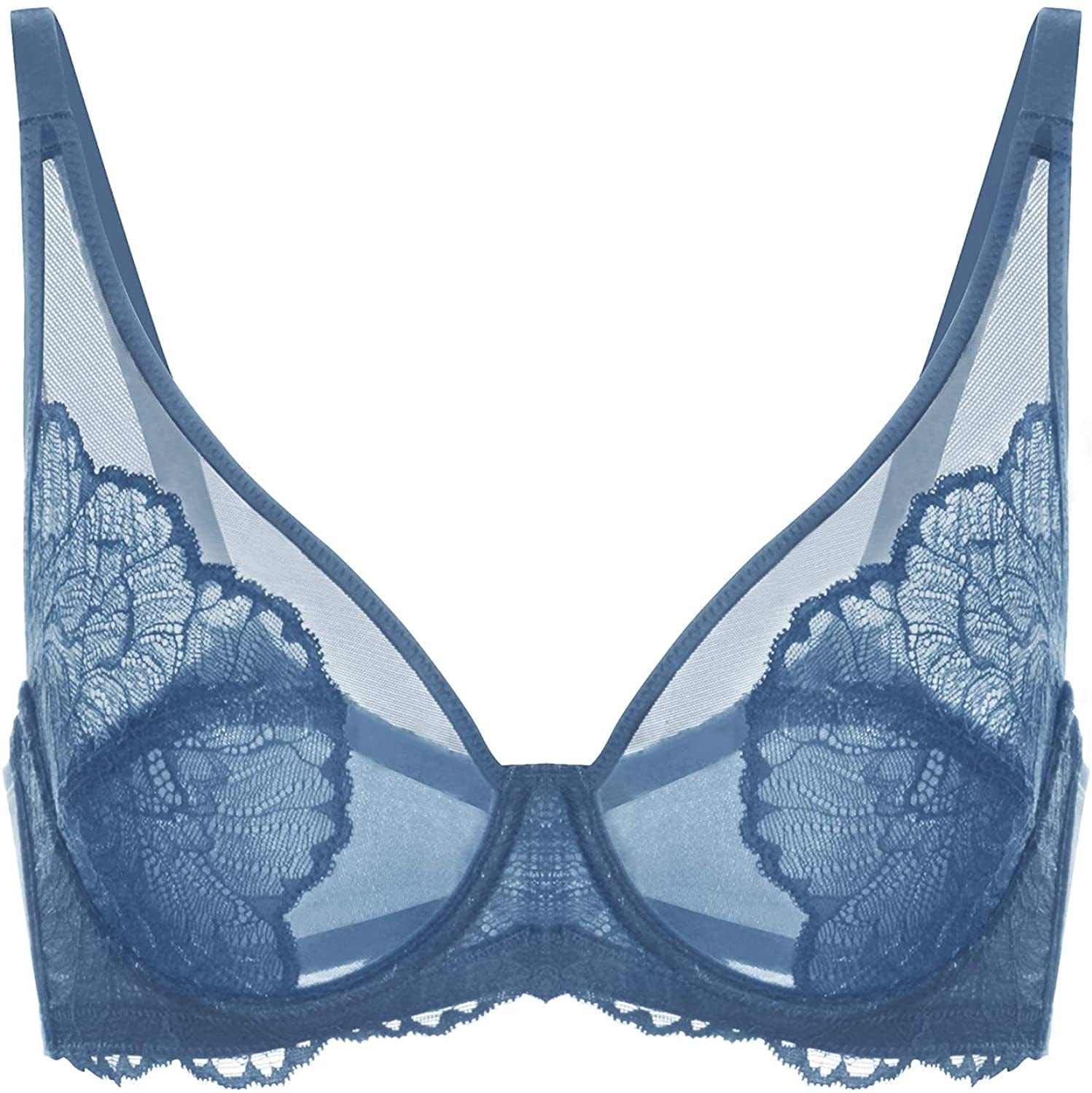 HSIA Minimizer Bra for Women Full Coverage Lace plus Size Compression Bra Unlined Bras with Underwire Dark Blue / 38DDD