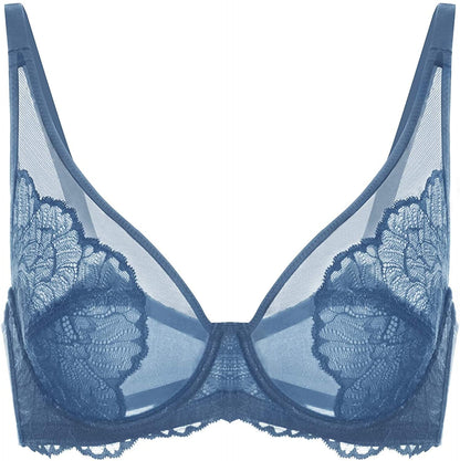 HSIA Minimizer Bra for Women Full Coverage Lace plus Size Compression Bra Unlined Bras with Underwire Dark Blue / 38DDD