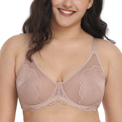 HSIA Minimizer Bra for Women Full Coverage Lace plus Size Compression Bra Unlined Bras with Underwire Dark Pink / 42DDD