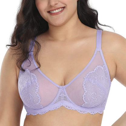 HSIA Minimizer Bra for Women Full Coverage Lace plus Size Compression Bra Unlined Bras with Underwire Purple / 46D