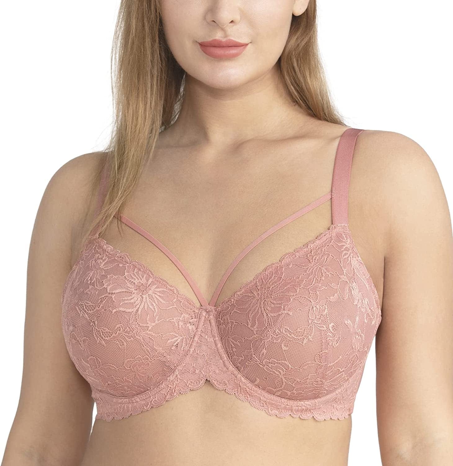 HSIA Minimizer Bra for Women,Unlined Non Padded Lace Sexy plus Size Bras Full Figure Light Coral / 38DDD