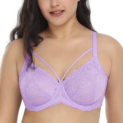 HSIA Minimizer Bra for Women,Unlined Non Padded Lace Sexy plus Size Bras Full Figure Purple / 42D
