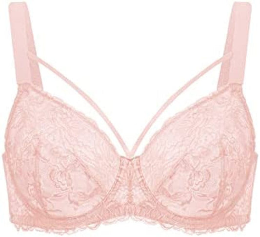 HSIA Minimizer Bra for Women,Unlined Non Padded Lace Sexy plus Size Bras Full Figure Black Bras Blush Pink / 34DD