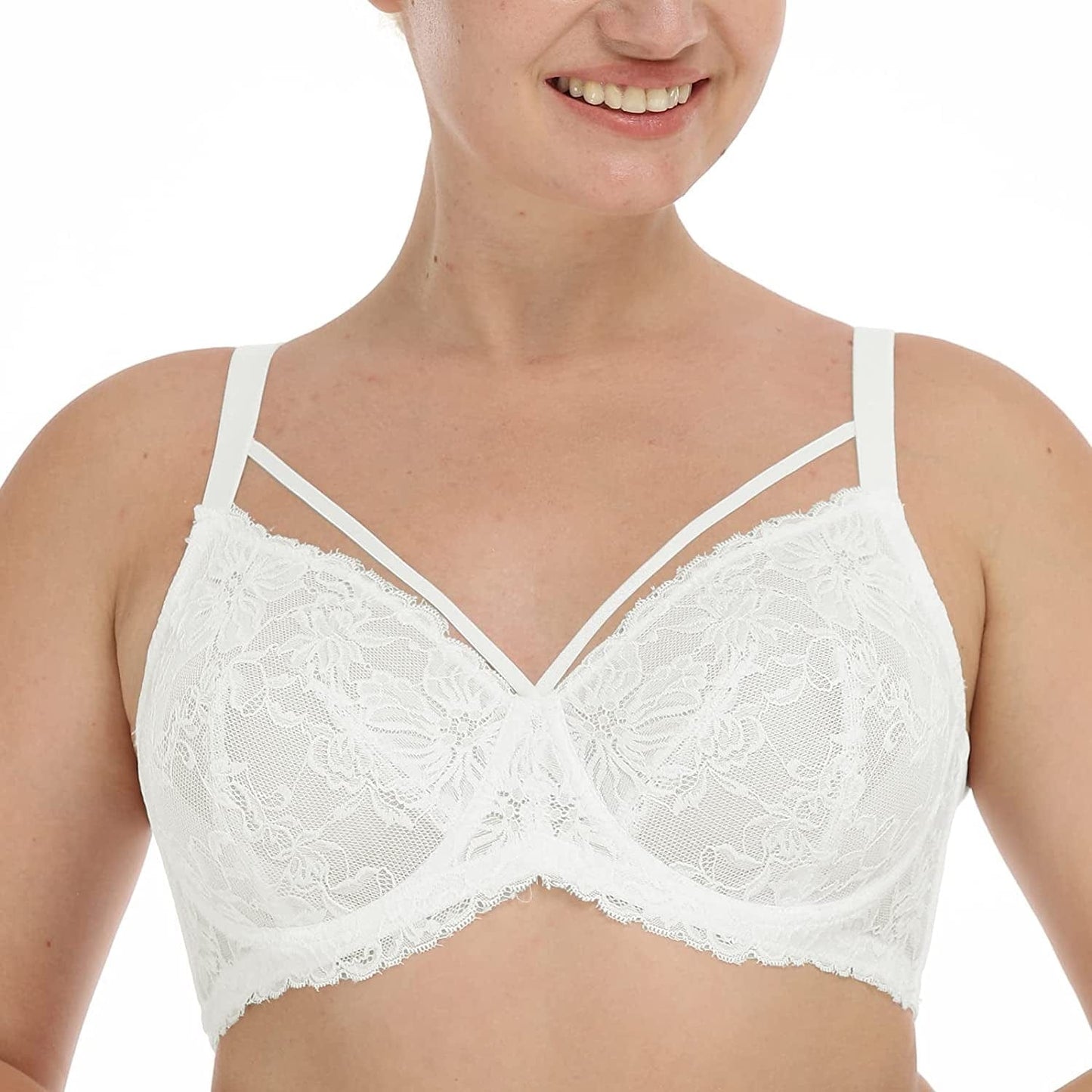 HSIA Minimizer Bra for Women,Unlined Non Padded Lace Sexy plus Size Bras Full Figure Black Bras White / 38DD