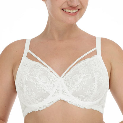HSIA Minimizer Bra for Women,Unlined Non Padded Lace Sexy plus Size Bras Full Figure Black Bras White / 38DD