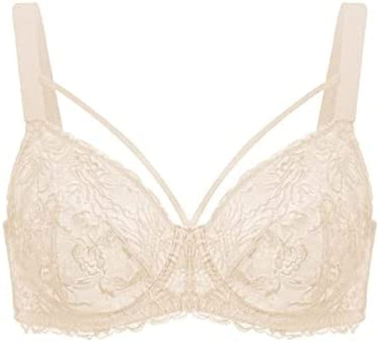 HSIA Minimizer Bra for Women,Unlined Non Padded Lace Sexy plus Size Bras Full Figure Black Bras Light Beige / 38DDD
