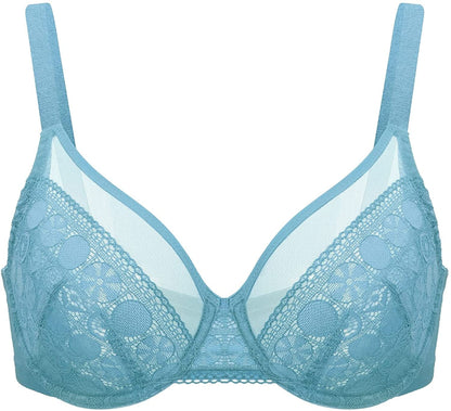 HSIA Minimizer Bras for Women Full Coverage Underwire Bras plus Size,Lifting Lace Bra for Heavy Breast Dusty Turquoise / 34C