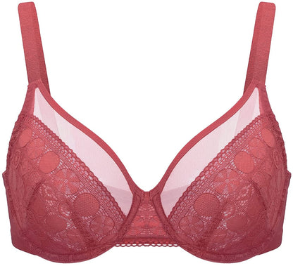 HSIA Minimizer Bras for Women Full Coverage Underwire Bras plus Size,Lifting Lace Bra for Heavy Breast Tibetan Red-1 / 38D