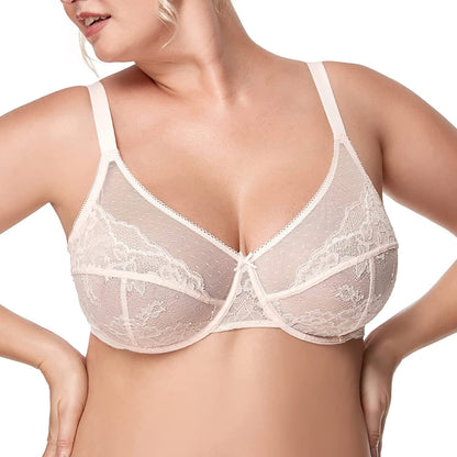 HSIA Minimizer Bras for Women Full Coverage Underwire Bras plus Size,Lifting Lace Bra for Heavy Breast Dusty Peach / 38DD
