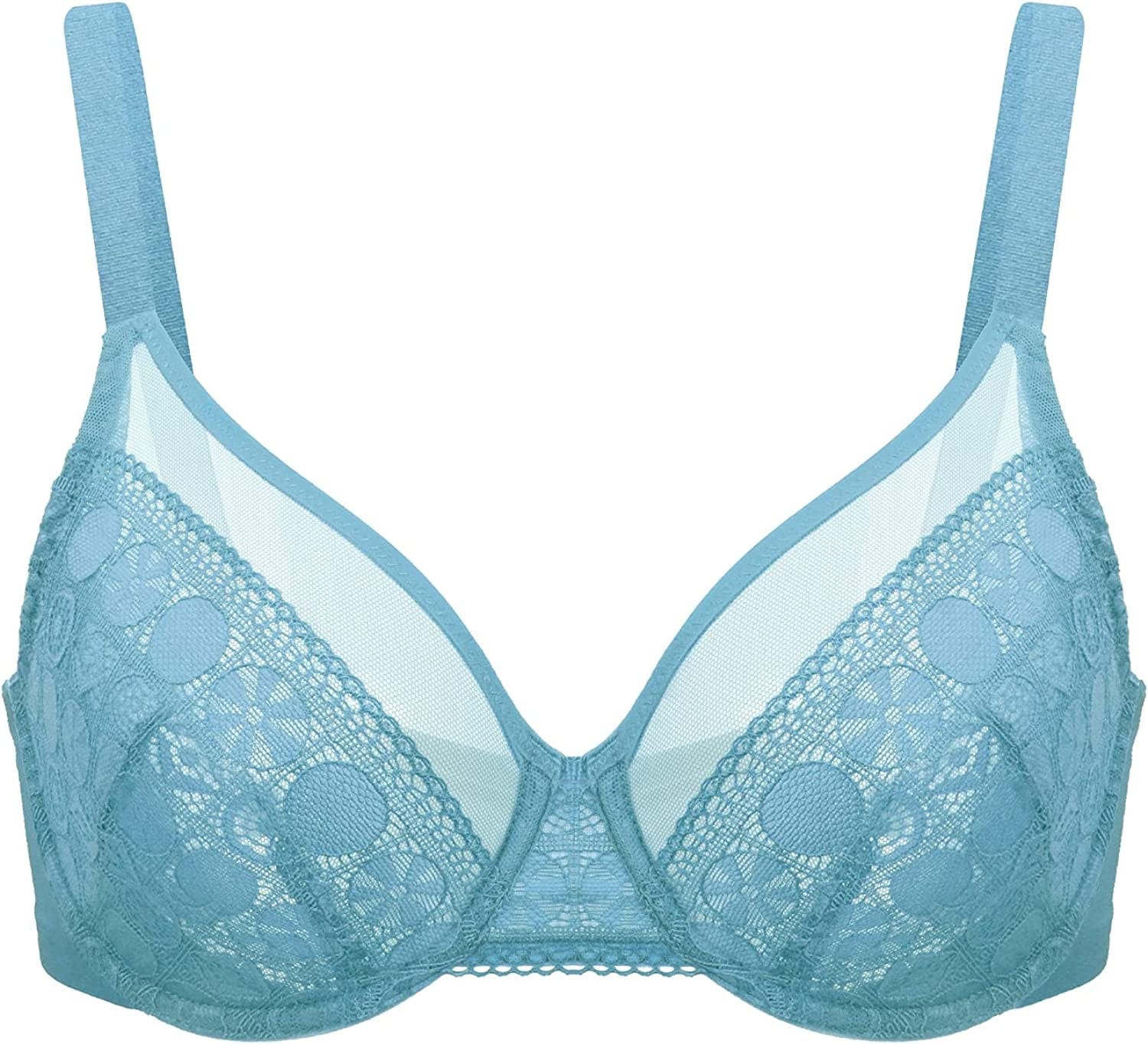 HSIA Minimizer Bras for Women Full Coverage Underwire Bras plus Size,Lifting Lace Bra for Heavy Breast Dusty Turquoise / 34C