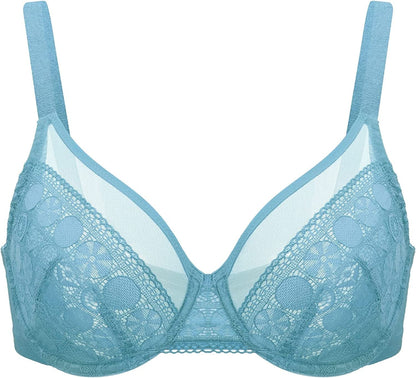HSIA Minimizer Bras for Women Full Coverage Underwire Bras plus Size,Lifting Lace Bra for Heavy Breast Dusty Turquoise / 34C