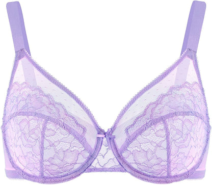 HSIA Minimizer Bras for Women Full Coverage Underwire Bras plus Size,Lifting Lace Bra for Heavy Breast Purple / 40DDD