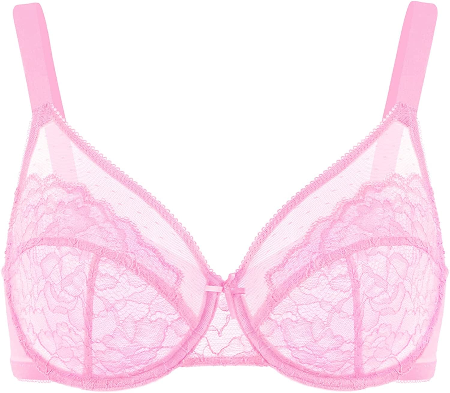 HSIA Minimizer Bras for Women Full Coverage Underwire Bras plus Size,Lifting Lace Bra for Heavy Breast Pink / 38C