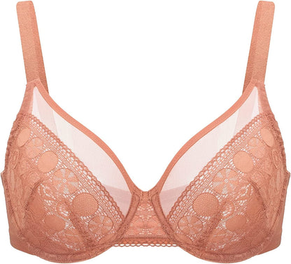 HSIA Minimizer Bras for Women Full Coverage Underwire Bras plus Size,Lifting Lace Bra for Heavy Breast Autumn Glaze / 42D