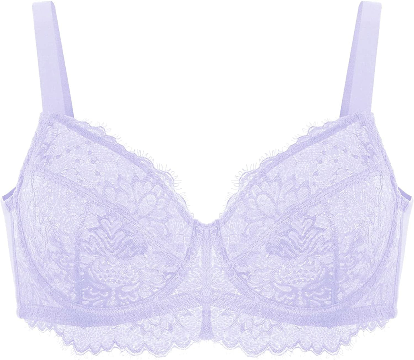 HSIA Women Minimizer Unlined Underwire Bra Full Coverage plus Size Full Figure Unpadded Bras Eyelash Lace Bras Purple / 40I
