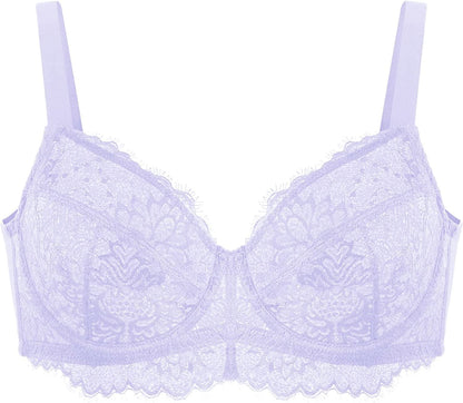 HSIA Women Minimizer Unlined Underwire Bra Full Coverage plus Size Full Figure Unpadded Bras Eyelash Lace Bras Purple / 40I