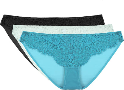 HSIA Women Minimizer Unlined Underwire Bra Full Coverage plus Size Full Figure Unpadded Bras Eyelash Lace Bras Panties(black+horizon Blue+jadeite) / Medium