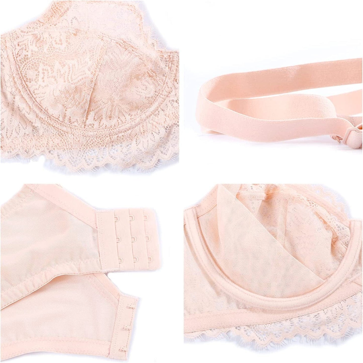 HSIA Women Minimizer Unlined Underwire Bra Full Coverage plus Size Full Figure Unpadded Bras Eyelash Lace Bras