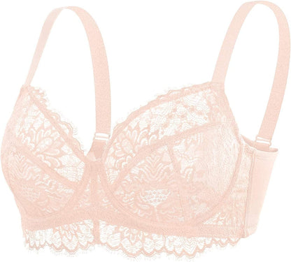 HSIA Women Minimizer Unlined Underwire Bra Full Coverage plus Size Full Figure Unpadded Bras Eyelash Lace Bras