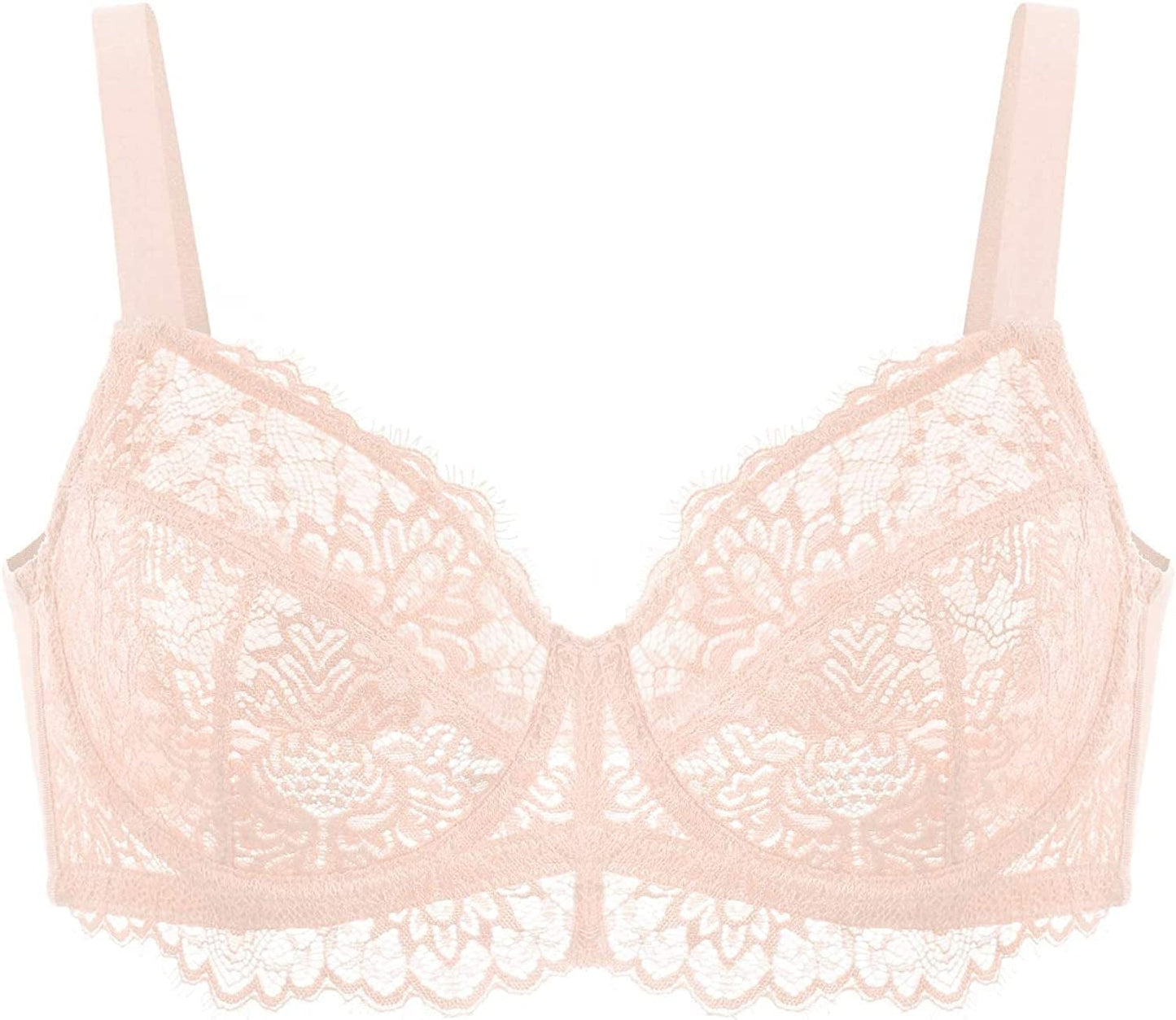 HSIA Women Minimizer Unlined Underwire Bra Full Coverage plus Size Full Figure Unpadded Bras Eyelash Lace Bras