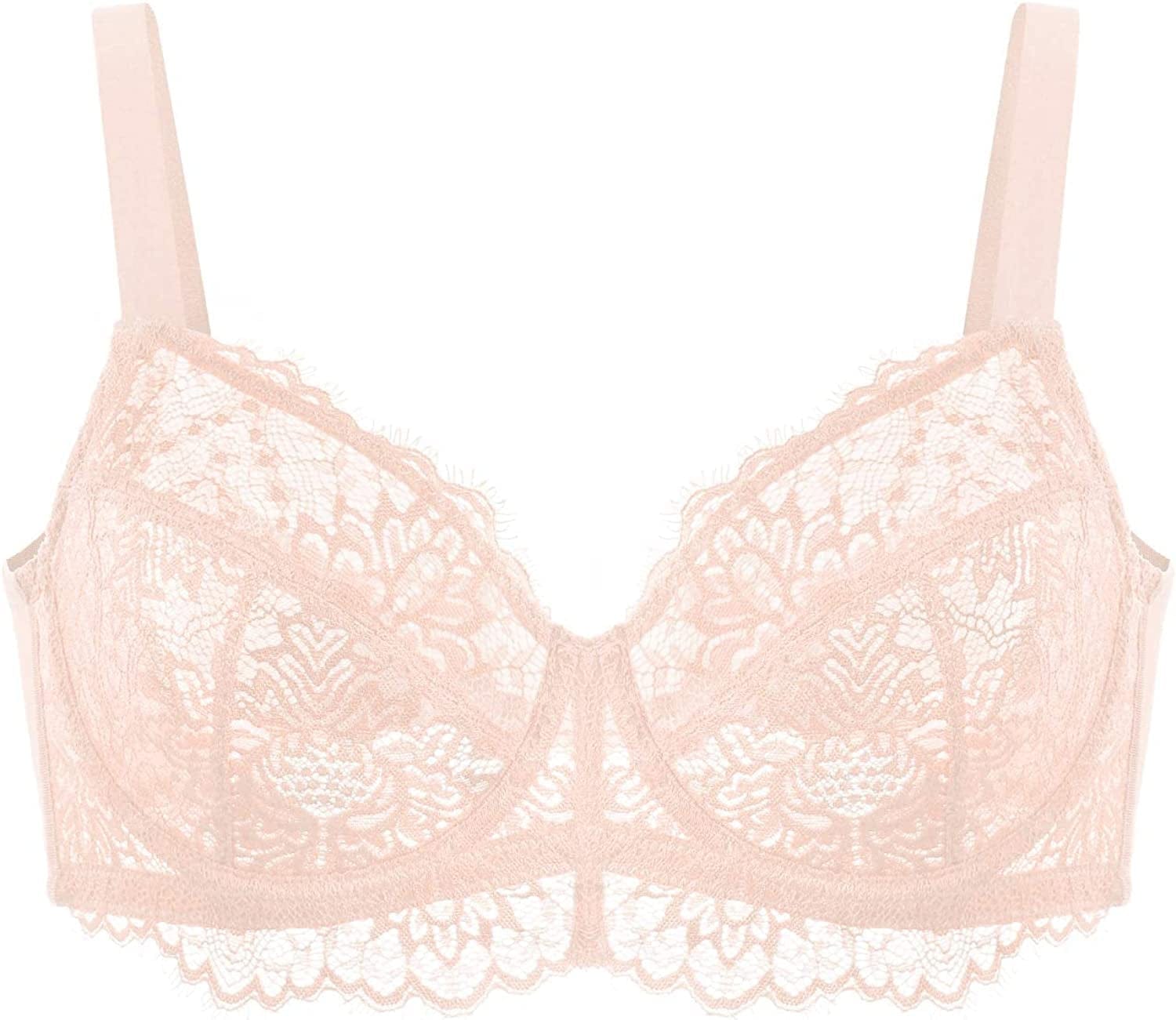 HSIA Women Minimizer Unlined Underwire Bra Full Coverage plus Size Full Figure Unpadded Bras Eyelash Lace Bras