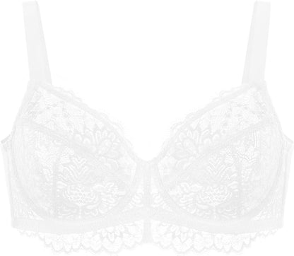 HSIA Women Minimizer Unlined Underwire Bra Full Coverage plus Size Full Figure Unpadded Bras Eyelash Lace Bras